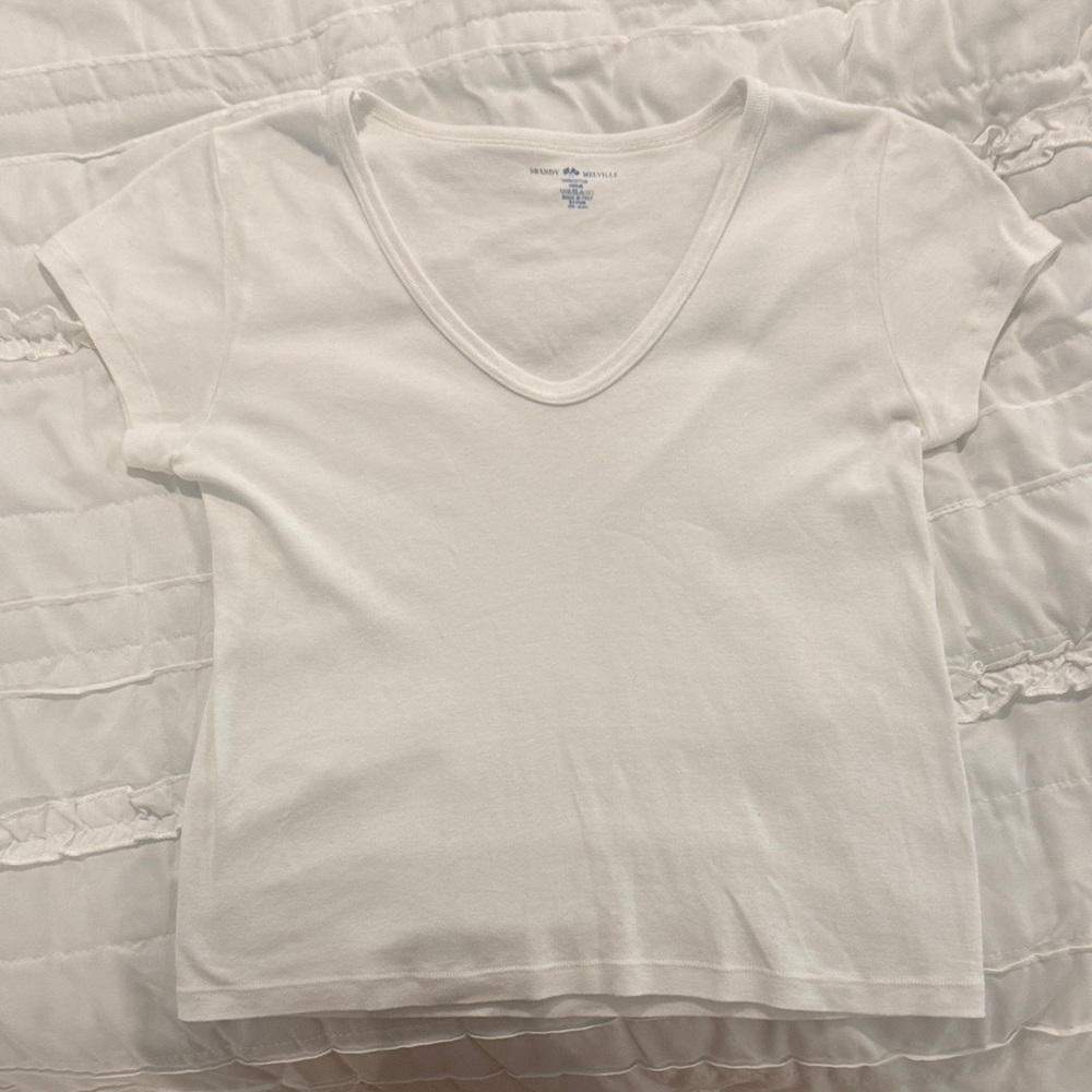 Brandy Melville White V-Neck shirt